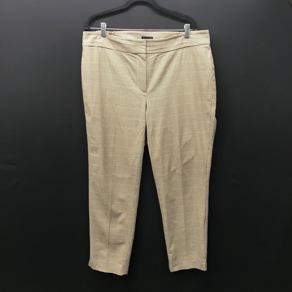 Talbots Chatham Ankle Pant Women's Size 16W Tan Check Stretchy Career Slacks